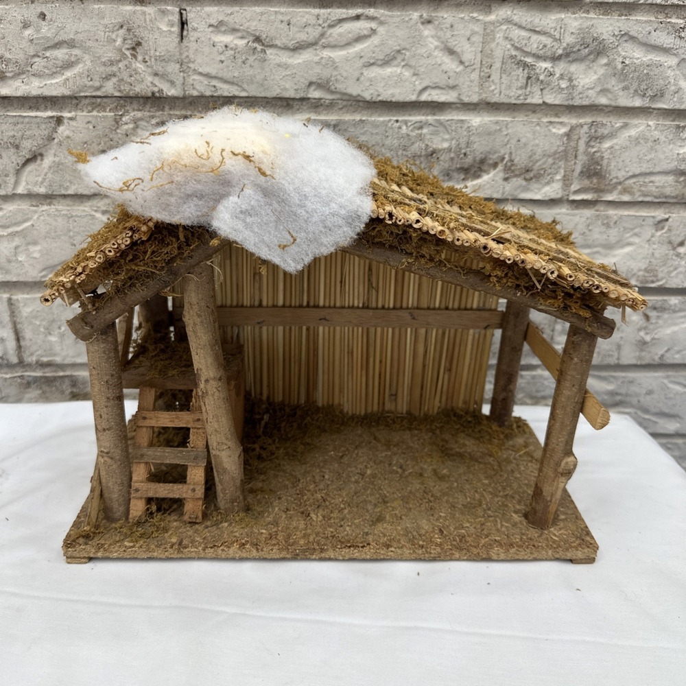 Vtg Nativity Stable Creche Only~No Figurines~ 70's Rustic Manger 13.5"L 7"W-11"H